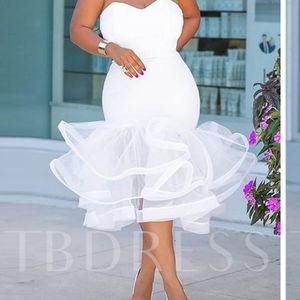 a tube top white wedding dress